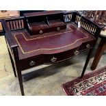 An Edwardian mahogany writing table, length 96cm, depth 49cm, height 88cm