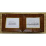 A pair of Victorian mahogany framed steel engravings on steam ships, overall 19 x 23cm