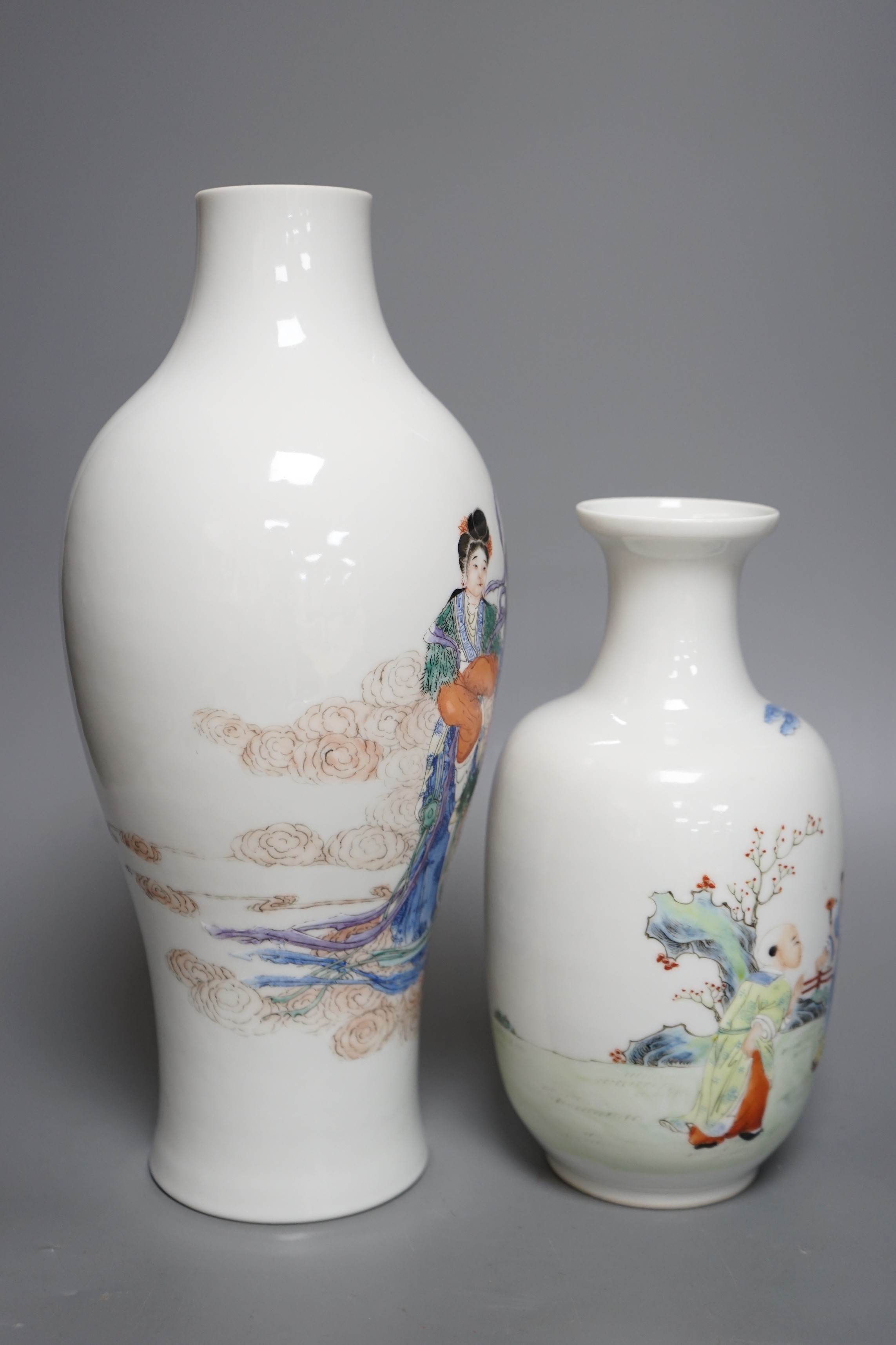 A Chinese Republic period famille rose ‘fairies’ vase (cut down) and a Chinese Republic period ‘ - Image 4 of 5