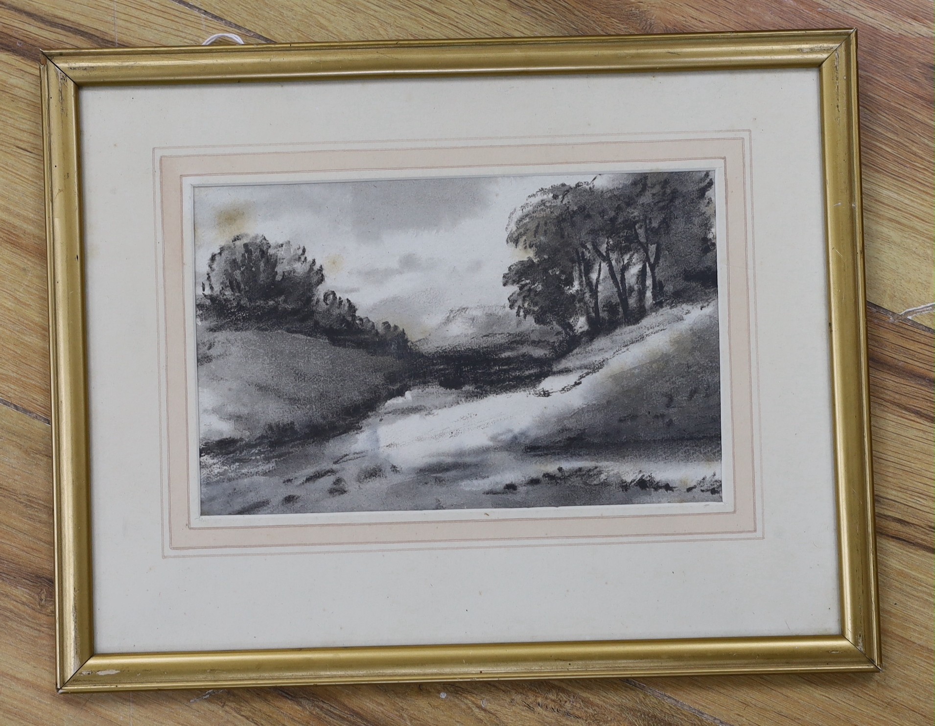 Dr Thomas Munro (1759-1833), charcoal on paper, Tree lined river, 11.5 x 18.5cm - Bild 4 aus 5