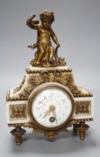 An early 20th century French marble and ormolu cherubic timepiece, height 19cm