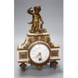 An early 20th century French marble and ormolu cherubic timepiece, height 19cm