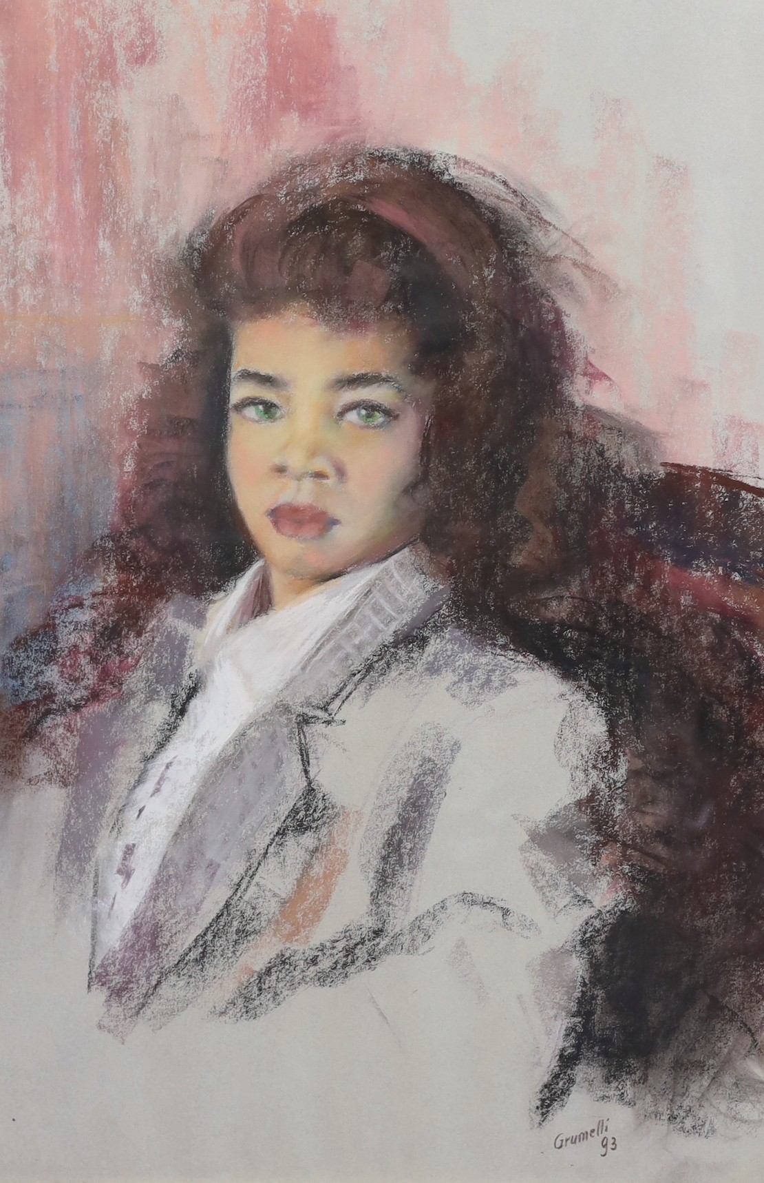 Guido Grumeli 'Lucia' and 'La Modella'pastel on cardsigned and dated '9363 x 43cm - Image 3 of 9