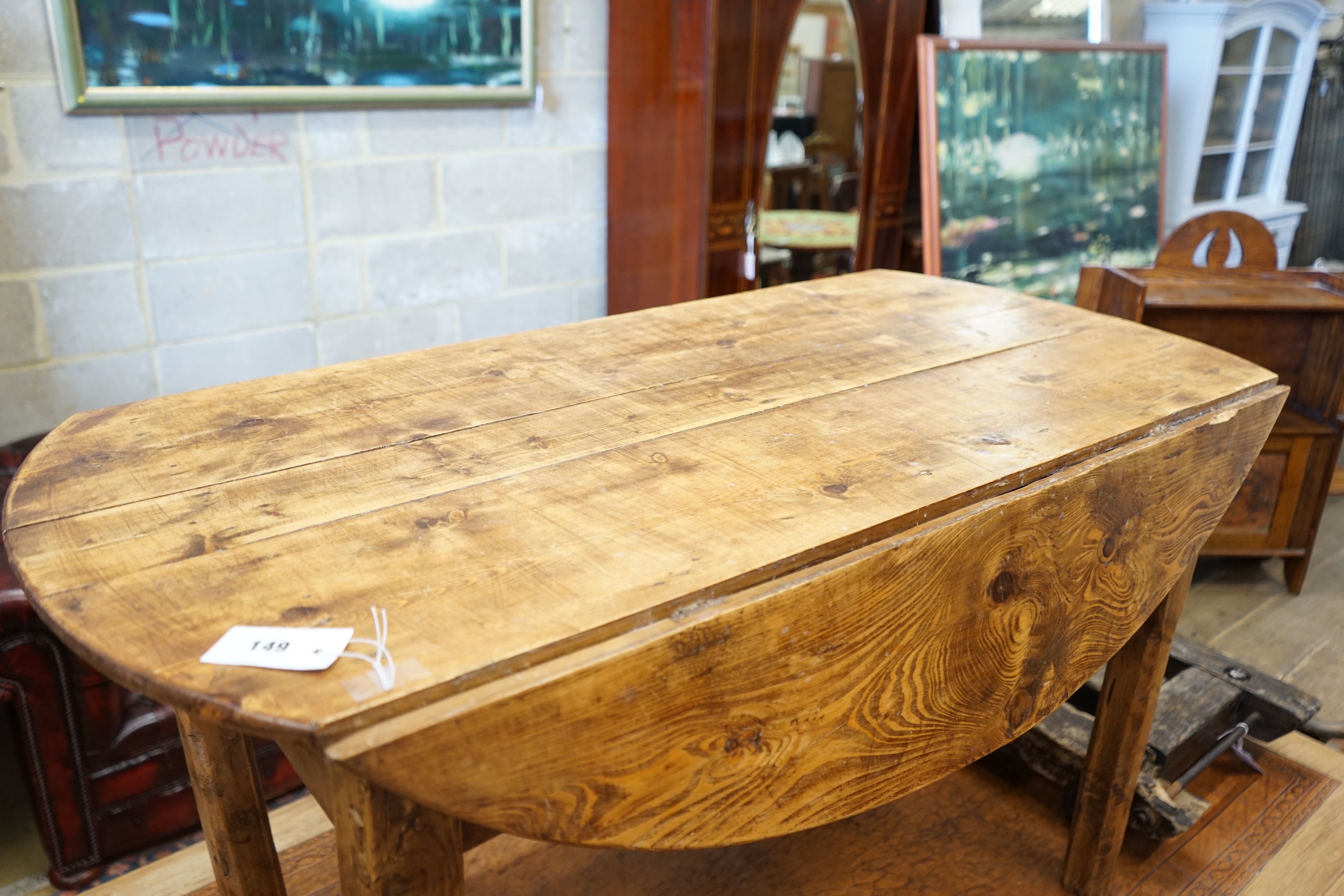 A 19th century provincial elm drop flap kitchen table, length 117cm, width 57cm, height 69cm - Image 2 of 2