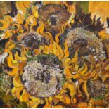 Romey T.Brough (b.1944), oil on canvas, Dried sunflowers, signed and dated '72, 91 x 91cm