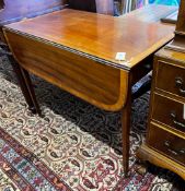 A George III satinwood banded mahogany Pembroke table, width 91cm, depth 51cm, height 74cm