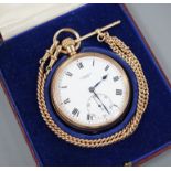 A 9ct gold J.W. Benson open face keyless pocket watch, case diameter 50mm, gross weight 88.8