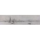 William Lionel Wyllie (1851-1931), drypoint etching, 'Yachts on the Solent', signed in pencil, 9 x