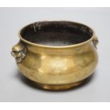 A Chinese bronze censer, Xuande mark, Qing period, 12cm handle to handle