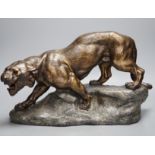 After Thomas François Cartier (1879-1943) patinated spelter model of a tiger 49cm long
