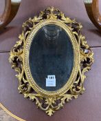A 19th century Florentine carved giltwood mirror, width 36cm, height 48cm