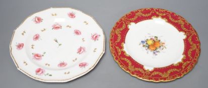 A Royal Crown Derby plate painted with fruit under claret ground by Cuthbert Gresley, signed, Made