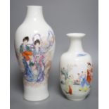 A Chinese Republic period famille rose ‘fairies’ vase (cut down) and a Chinese Republic period ‘