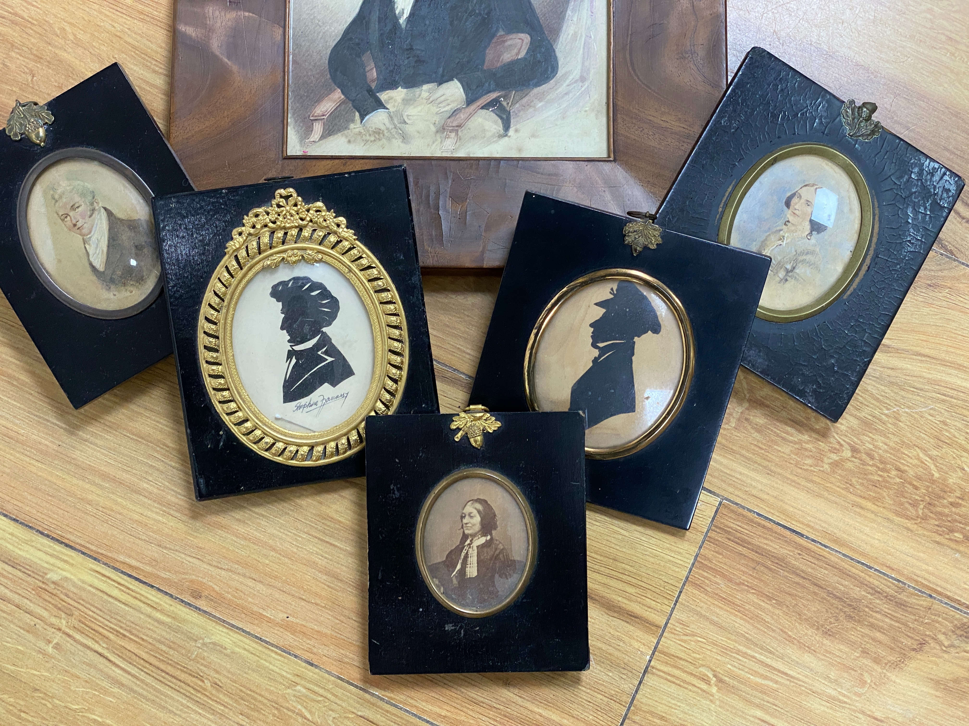 A small collection of six Victorian miniatures & silhouettes, the largest 19.5 x 16 cm - Image 3 of 3
