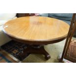 A Victorian circular mahogany breakfast table, diameter 136cm, height 74cm