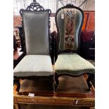 Two Victorian prie dieu chairs, larger height 114cm