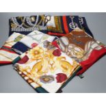 A selection of decorative women's silk scarves