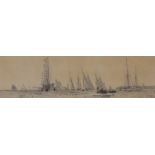 William Lionel Wyllie (1851-1931), drypoint etching, 'Cowes Week, The Royal Yacht dressed all over',