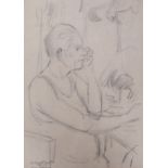 Clifford Hall (1904-1973), pencil drawing, 'Richmond Theatre 18.1.65, Terry Making Up', signed and