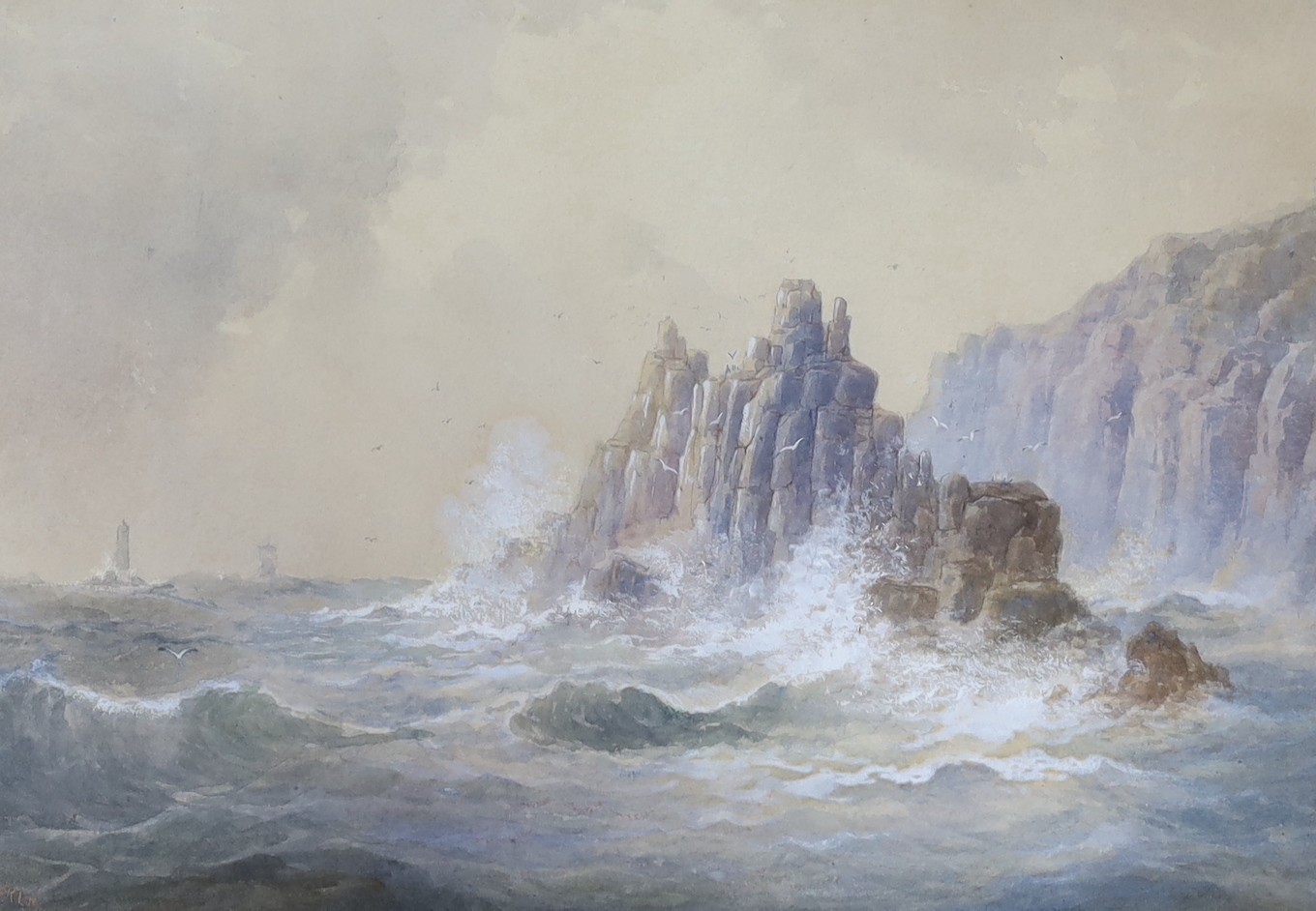 John Clarkson Uren (1845-1932), three watercolours, Coastal scenes, signed, one dated 1880, - Image 4 of 4