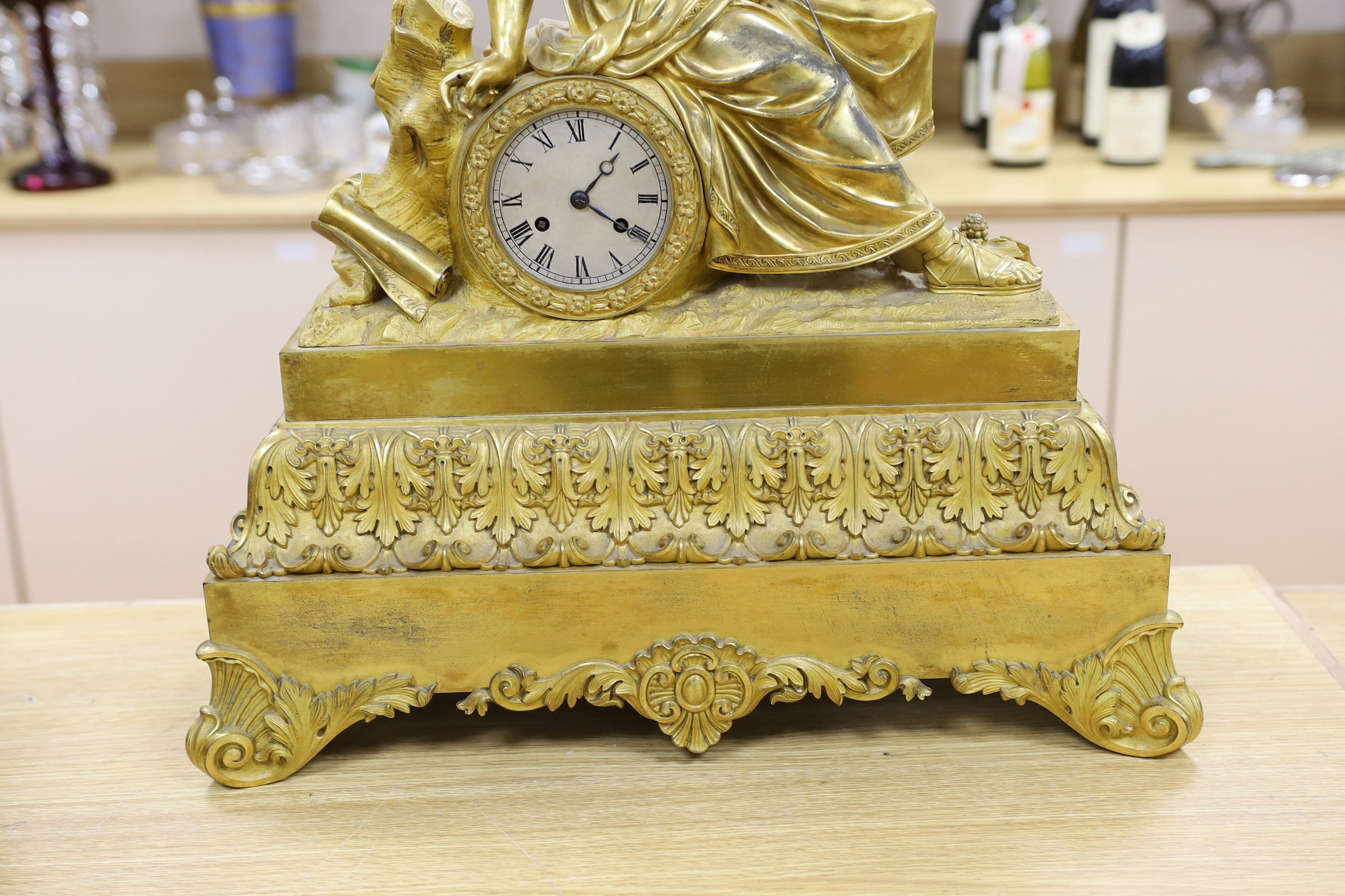 A large ornate French ormolu ‘Hercules’ mantel clock, second quarter 19th century, 62cm tall - Image 4 of 5