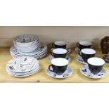A Ridgway Homemaker pattern set for 6, to include cups and saucers, bowls, side plates and dinner