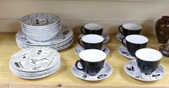 A Ridgway Homemaker pattern set for 6, to include cups and saucers, bowls, side plates and dinner