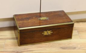 A Victorian brass bound rosewood writing box, 50. 5cm wide