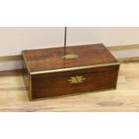 A Victorian brass bound rosewood writing box, 50. 5cm wide