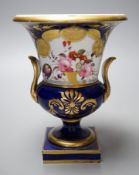A Paris porcelain two-handled vase urn, with floral decoration, 16cm tall