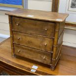 A Victorian miniature faux bamboo chest of three drawers, width 42cm, depth 21cm, height 39cm