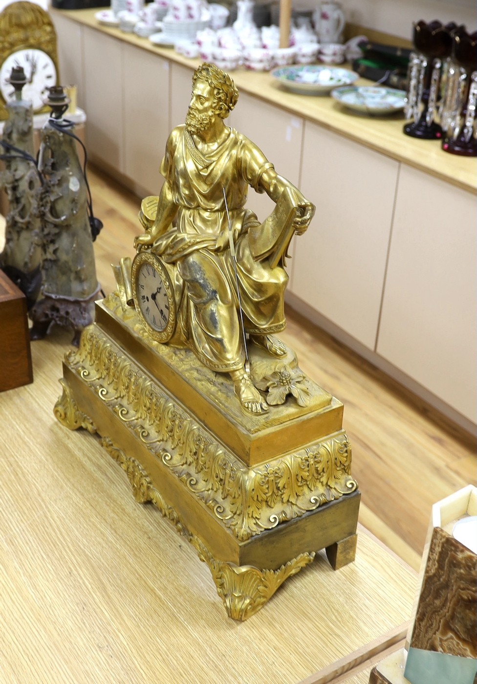 A large ornate French ormolu ‘Hercules’ mantel clock, second quarter 19th century, 62cm tall - Image 5 of 5