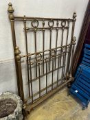 A late Victorian brass bed frame, width 117cm, height 150cm