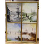 Jorge Aguilar-Agon (Spanish 1936-2020) - oils on canvas - The Seasons, a set of four, each signed,
