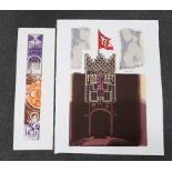 Walter Hoyle (1922-2009), two linocuts, Jesus College, Cambridge and Abstract designs, both signed