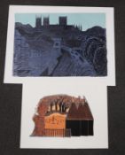 Robert Tavener (1920-2004), two wood engravings, Cathedral viewed from castle walls and Woman