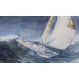 Richard Joicey RSMA (1925-1995), watercolour, 'Racing yacht at sea', signed, 29 x 46cm