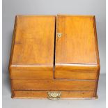 A Victorian walnut stationery box 40cm wide