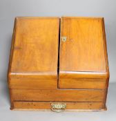 A Victorian walnut stationery box 40cm wide
