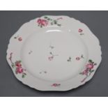 Seventeen late 18th century Continental porcelain rose painted plates 24cm