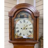 An early 19th century mahogany eight day longcase clock, with painted dial, height 210cm