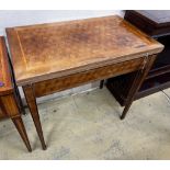 A French Transitional style folding card table, width 80cm, depth 48cm, height 78cm