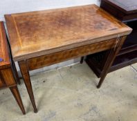 A French Transitional style folding card table, width 80cm, depth 48cm, height 78cm
