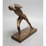 After the Antique, an early 20th century bronze study of the Borghese Gladiator, on marble base,