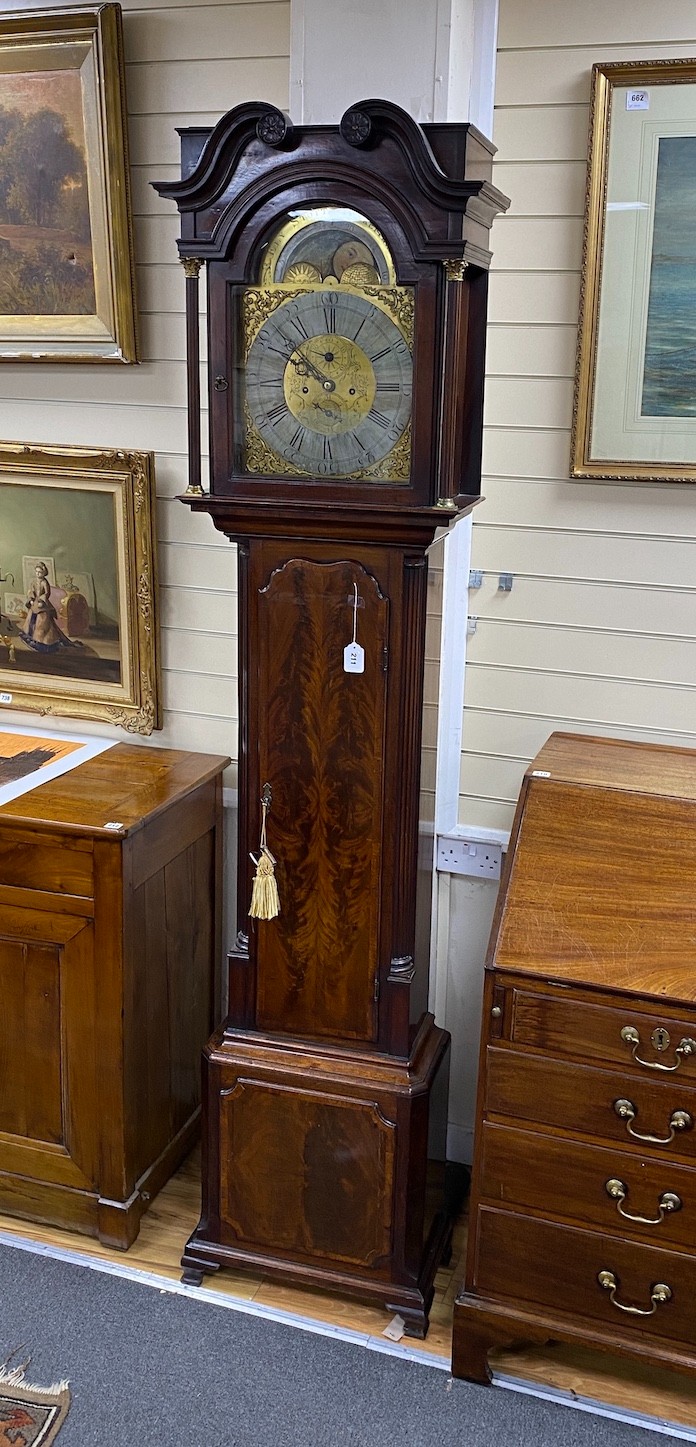 A George III mahogany 8 day longcase clock, the moonphase dial marked Ely Stott, Wakefield, height - Image 2 of 2