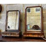 Two 18th century mahogany and walnut toilet mirrors, larger height 67cm
