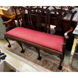 A reproduction George III style triple chair back settee, length 160cm, depth 55cm, height 98cm
