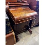 A Victorian walnut piano front pop-up davenport, width 54cm, depth 53cm, height 92cm