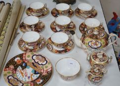 A Copeland Imari ho-ho bird pattern tea set,