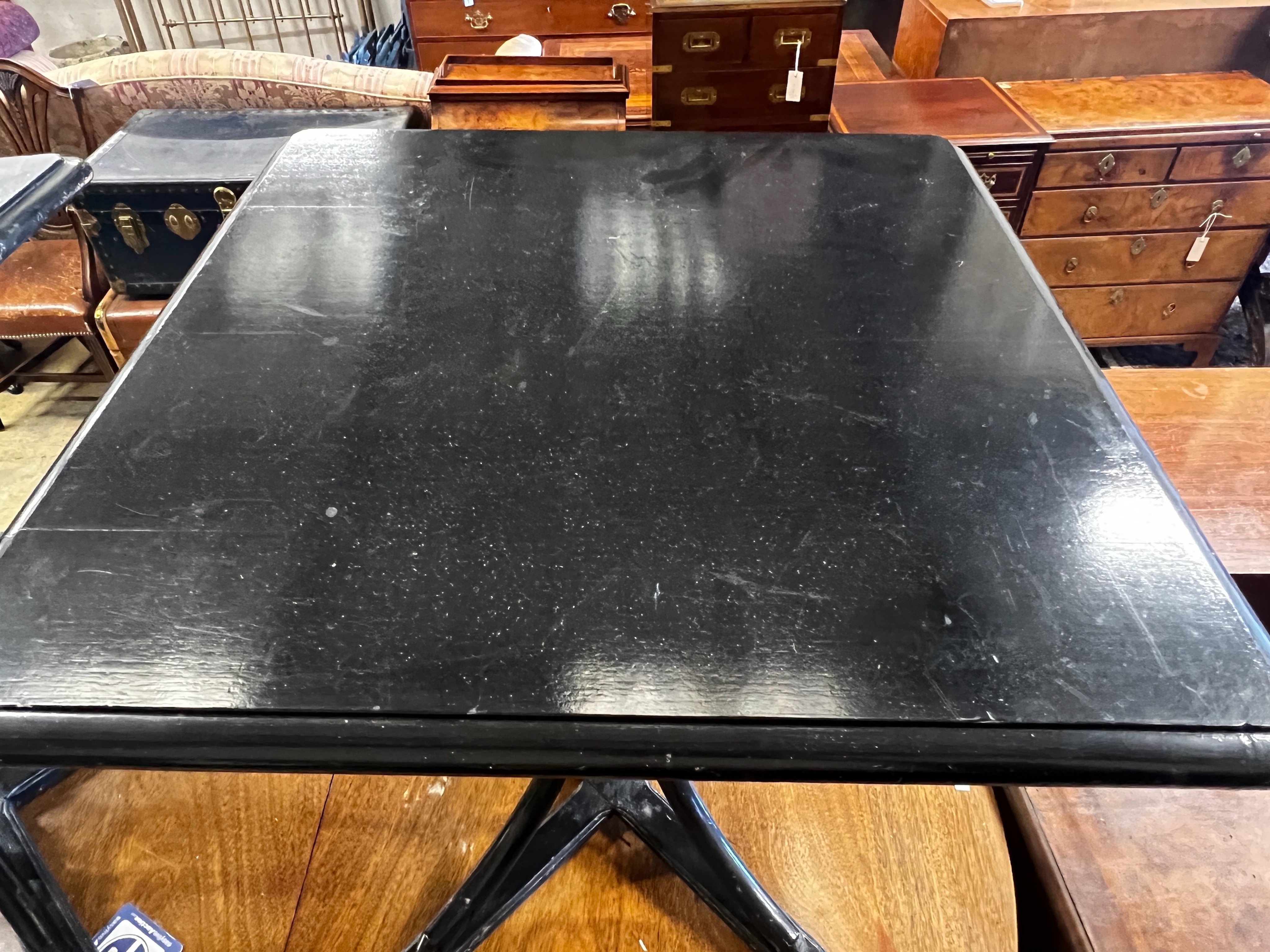 A pair of early 20th century ebonised bentwood square occasional tables, 60cm, height 66cm - Image 3 of 3